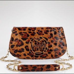 Tory Burch Leopard Ainsley Logo Clutch